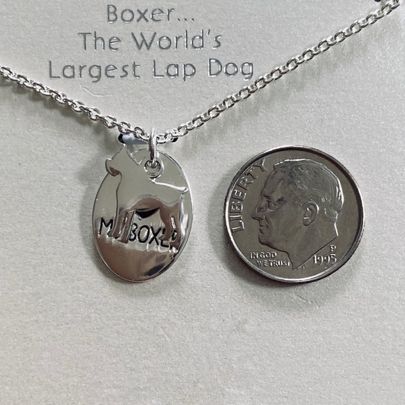 Necklace Love My Boxer Dog Pendant Boxed Silver Tone Length 18" - Picture 5 of 6